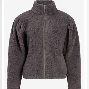 Small gray Express Sherpa full zip sweatshirt